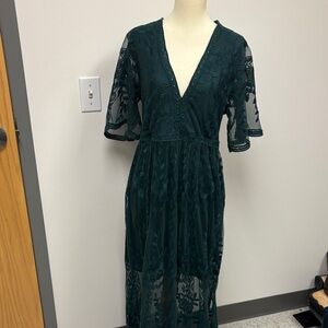 Teal Lace Midi/full length Dress